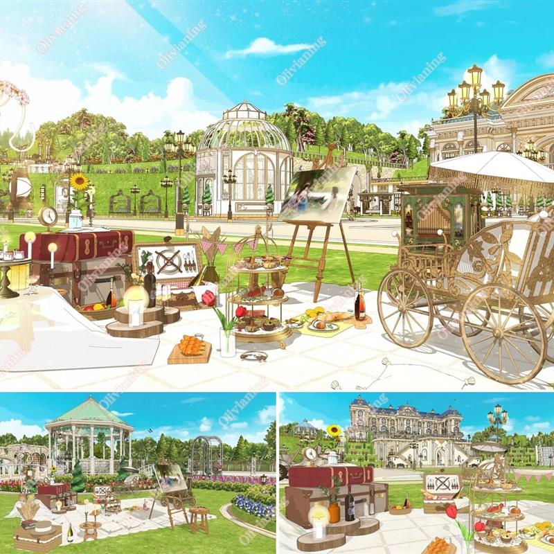 【acon3d】浪漫玄幻野餐 道具集锦 skp格式 su模型