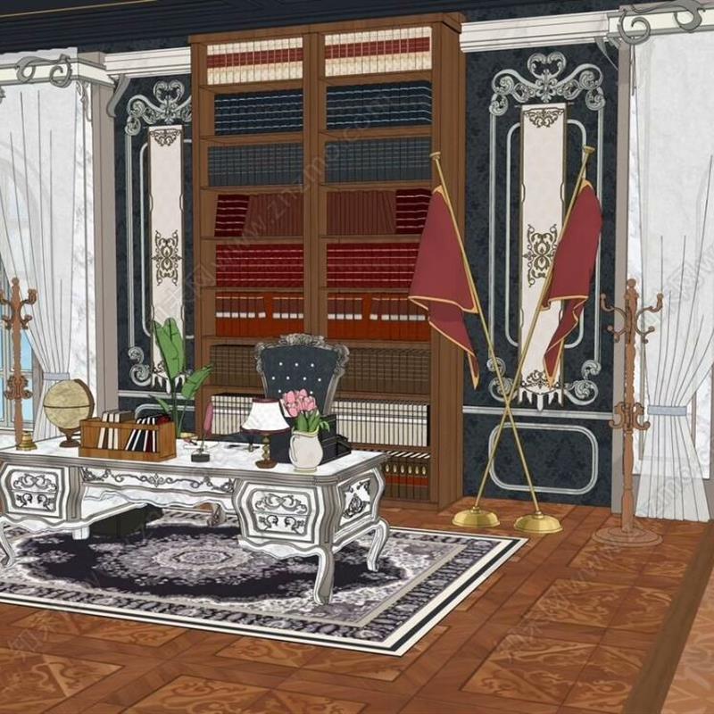 acon3d 071欧式书房SU模型
