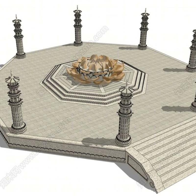 acon3d 062中式佛寺广场景观_经幢SU模型