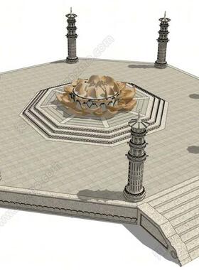 acon3d 062中式佛寺广场景观_经幢SU模型