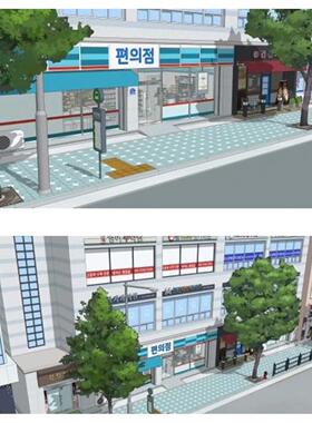 【acon3d模型】便利店小超市漫画背景素材su模型草图大师