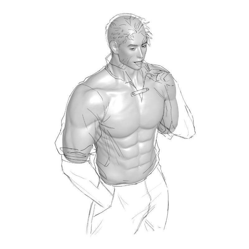 【csp】【模型】C46 半身成男肌肉人体模型 人物