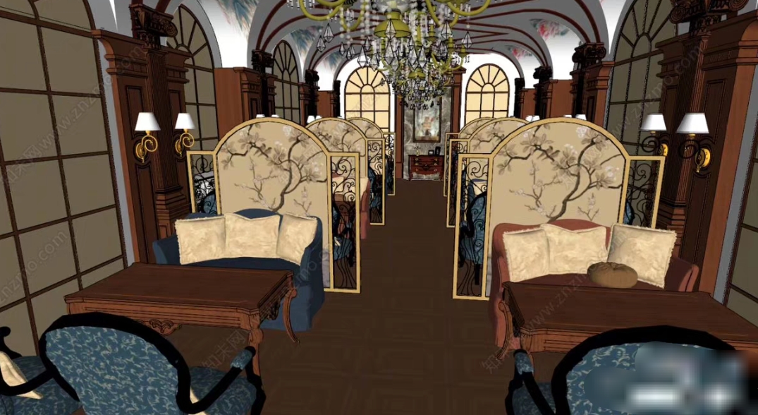 acon3d 古典咖啡厅SU模型 sketchup  su模型  skp格式