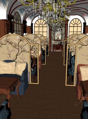 acon3d 古典咖啡厅SU模型 sketchup  su模型  skp格式