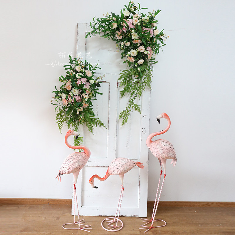 仿真花艺三角花排壁挂墙饰装饰婚礼舞台背景布置摄影门楣布景花艺