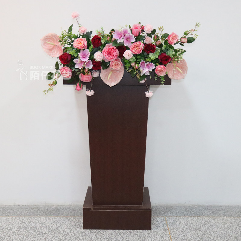 讲台花主席台绢花仿真花艺婚礼司仪台商务演讲会议领证桌花布置花