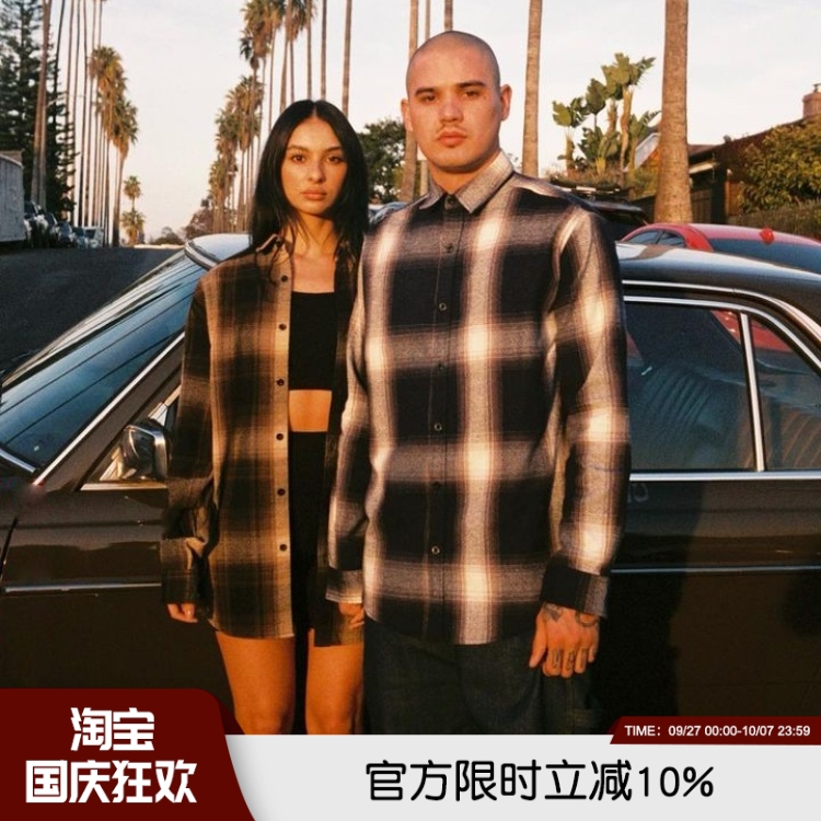 格纹高街潮流长袖大码衬衫衬衣