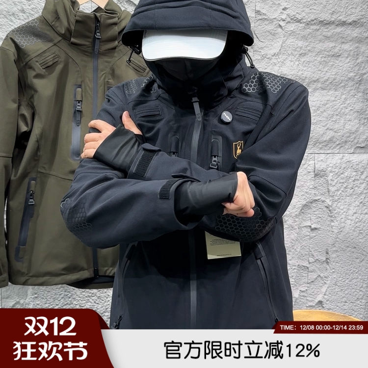 户外防风雨连帽冲锋衣男夹克外套