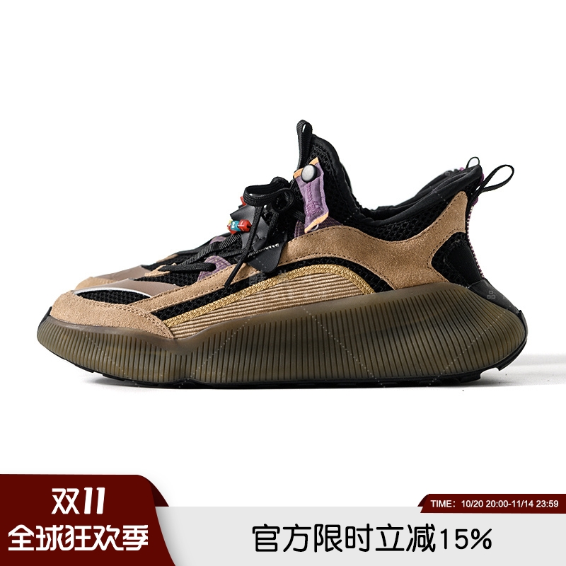 灯芯绒+反绒皮+飞织高端复古男鞋