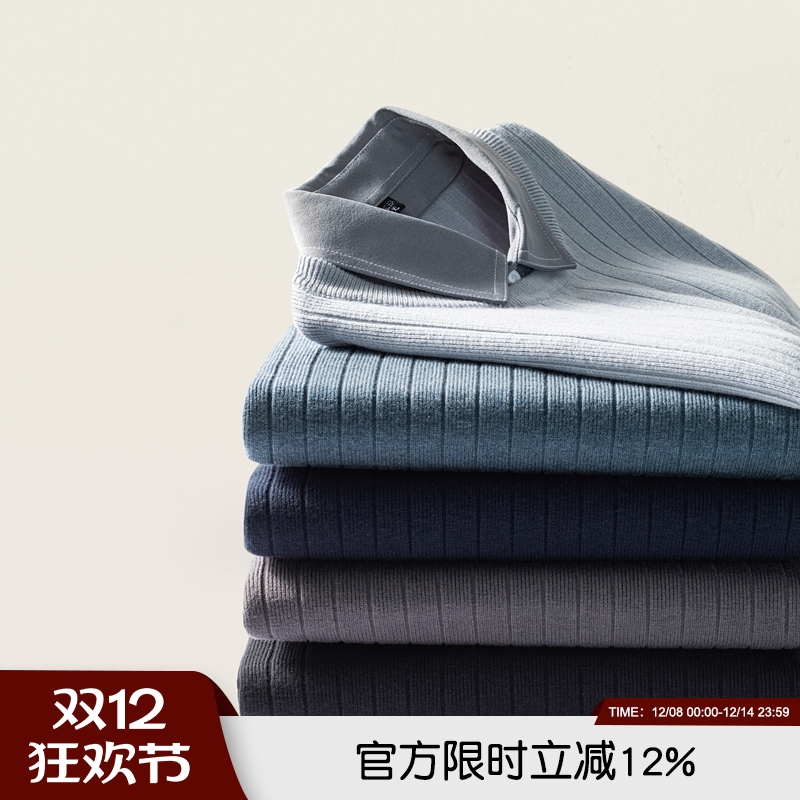 男士商务假两件衬衫领针织衫毛衣