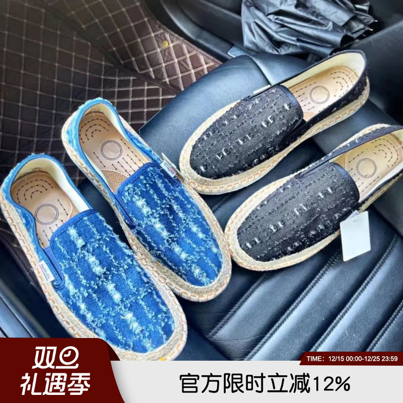 HK订单！49.99欧~22SS男士麻料渔夫鞋夏透气软底一脚蹬休闲低帮鞋