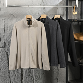 桑蚕丝羊毛混纺 秋冬户外通勤双拉链立领夹克男外套 轻奢极简风