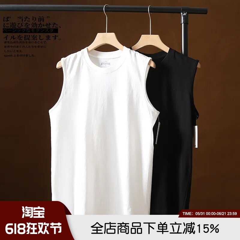 日系重磅！220g纯棉背心~男女款夏季宽松健身跨栏坎肩无袖T恤短袖