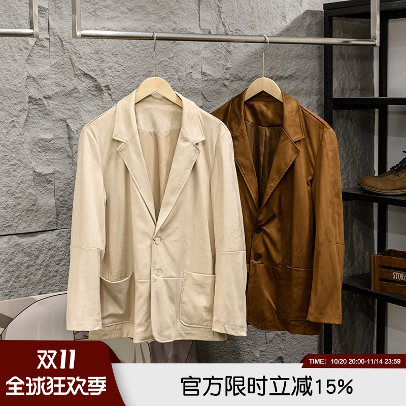 宽松百搭休闲日常西服仿麂皮宽松