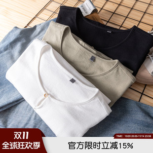 简约一粒扣时尚 春季 休闲T恤打底衫 长袖 T5591 日系风 卫衣上装 男装