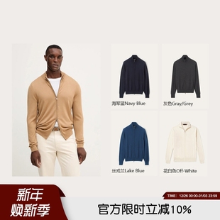 桑蚕丝羊毛混纺高奢针织衫 高级老钱风飞行员外套潮 2025年秋冬男士