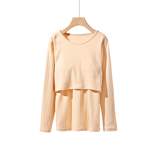 哺乳上衣纯棉孕妇秋衣月子服居家打底衫外出长袖喂奶春秋冬季产后