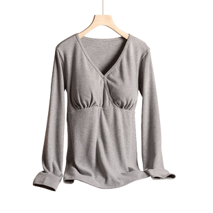 哺乳上衣孕妇秋衣单件月子服家居打底衫喂奶春秋冬季加厚保暖纯棉