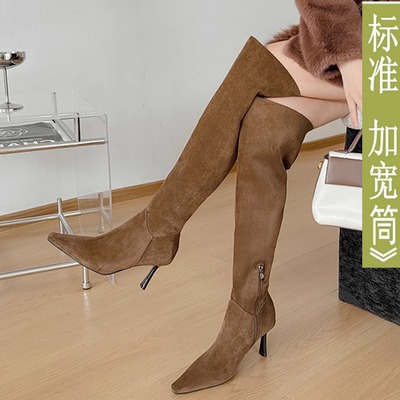 尖头高跟大筒围过膝靴