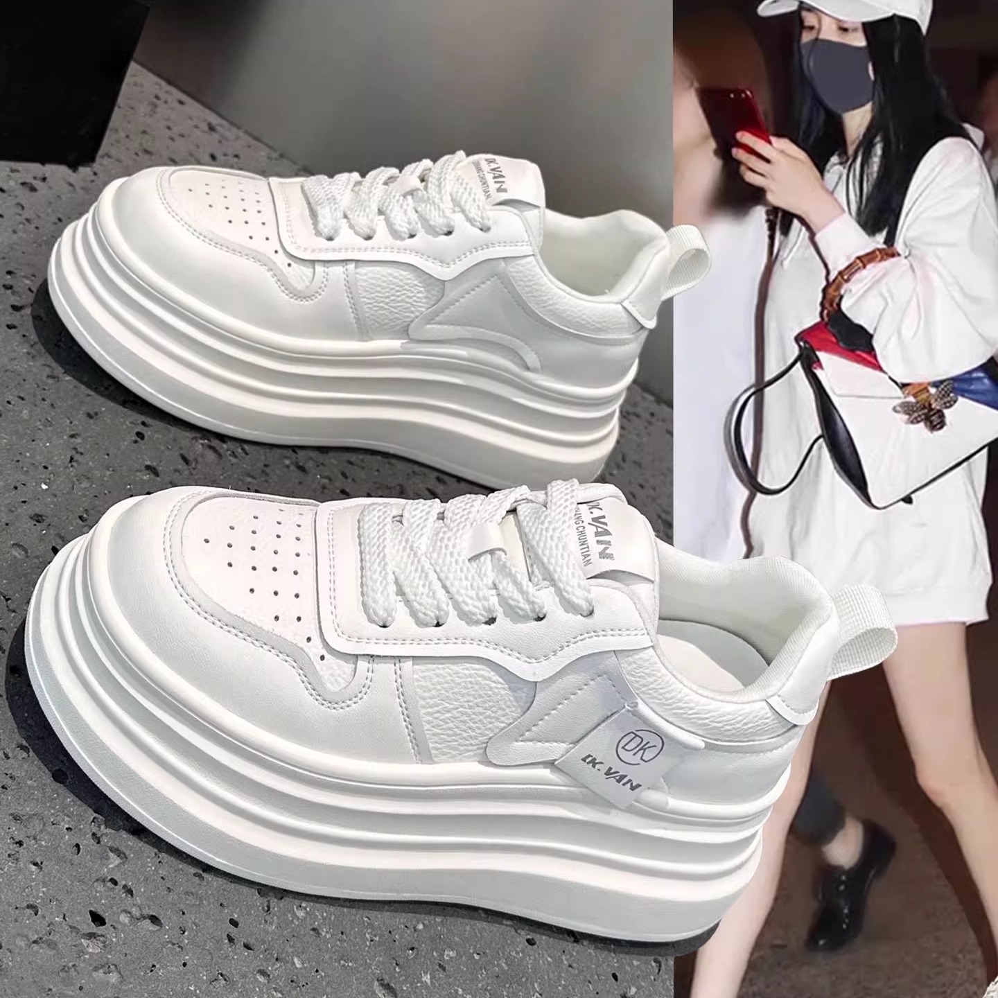 小白鞋女厚底增高女鞋运动板鞋