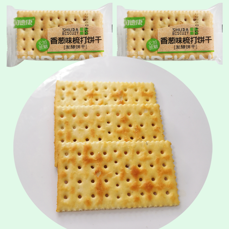 润德康无加蔗糖梳打饼干香葱味健康零食低糖苏打美味易消化咸味