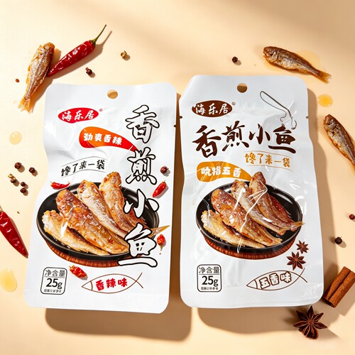 海乐居香煎小鱼香辣味五香味即食小鱼仔 独立小包装海味解馋零食
