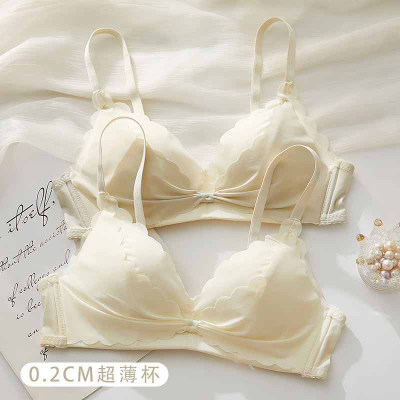 薄款无痕内衣女小胸聚拢无钢圈少女生高中生收副乳大胸显小文胸罩