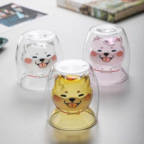 Chai Dog Doublelayer Glass Cute Water Cup Personalized Hous