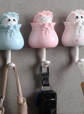 Cute Kitten Hook Punchfree Hallway Key Hook Door Rear Teles