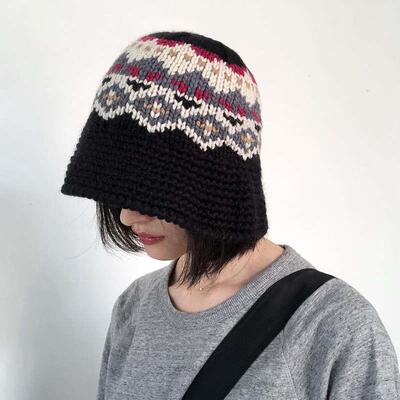 Female Knitting Bucket Hats Harajuku Bucket Hat Fishing Outd