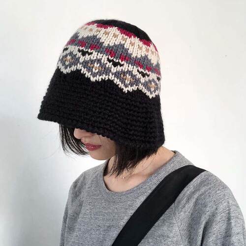 Female Knitting Bucket Hats Harajuku Bucket Hat Fishing Outd