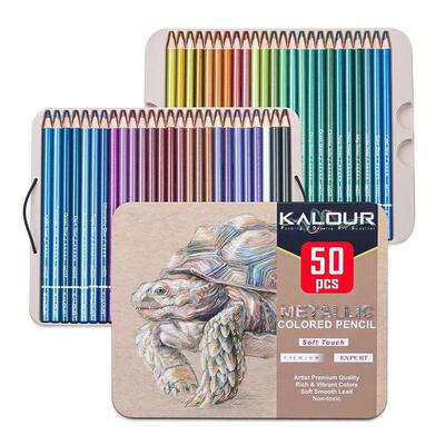 50 Color Metallic Colored Pencils Drawing Sketching Set Colo