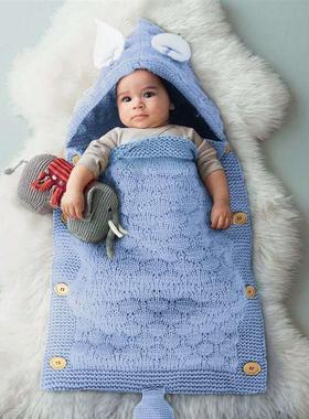 Cart Wrap Swaddling Blanket Baby Knitted Wool Small Ear Tail