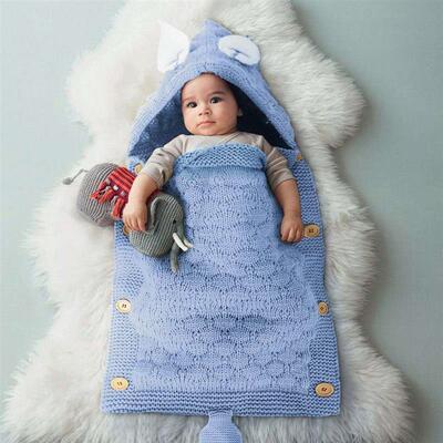 Cart Wrap Swaddling Blanket Baby Knitted Wool Small Ear Tail