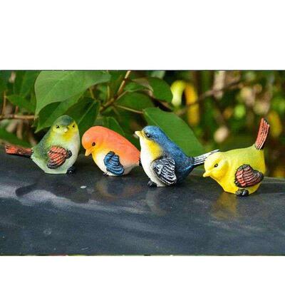 4Pcs Resin Birds Decor Outdoor Garden Yard Artificial Orname