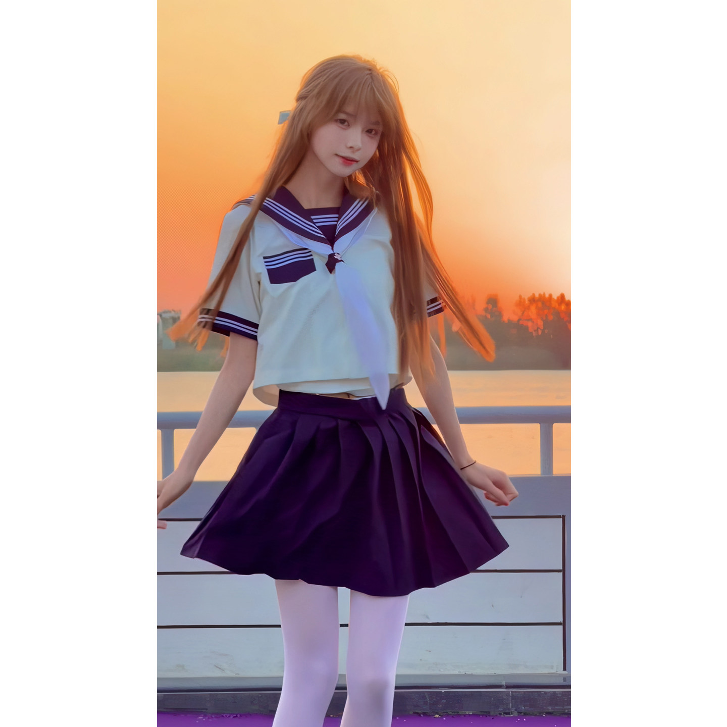 现货配丝巾！日系学院风jk制服水手服夏季短袖衬衫百褶裙短裙套装