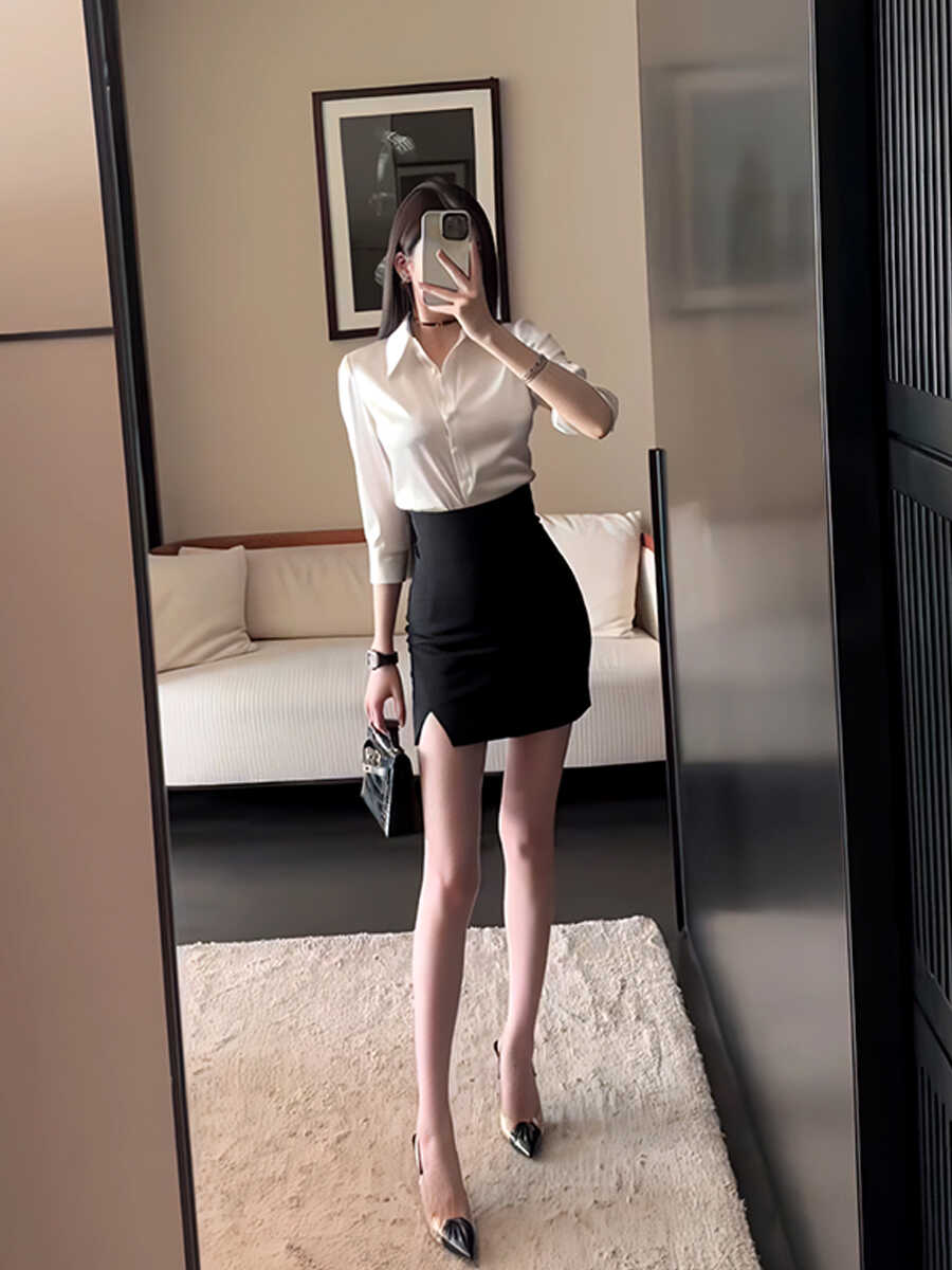 衬衫+半身裙现货职业轻熟风套装