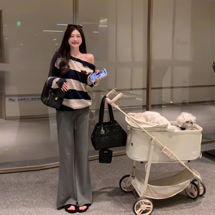 春秋上新!“2way条纹”松弛感蝴蝶结羊毛针织套头上衣宽松毛衣女