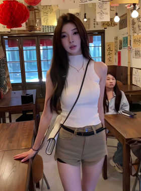 今年流行气质基础款 百搭极简针织衫半高领韩系ins修身背心上衣女