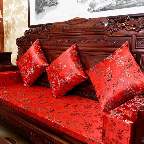 中式风红木沙发双层抱枕可定制