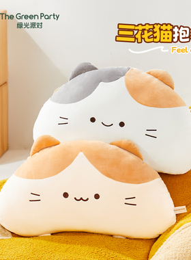 TheGreenParty三花猫抱枕宿舍靠枕毛绒玩偶枕办公室腰靠午睡靠垫