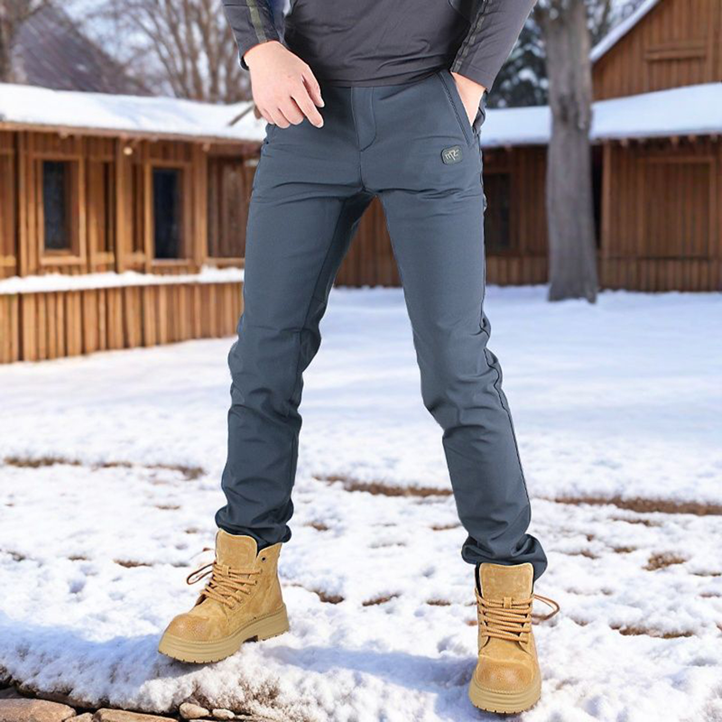 户外冲锋裤男防水防风软壳抓绒裤