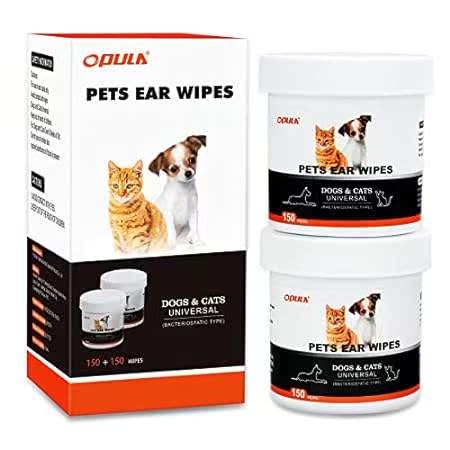 OPULA Dog Ear Cleaner Wipes， 300 Counts Cat Ear Cleaning