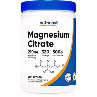 Nutricost Magnesium Citrate Powder (Unflavored， 500 Gram)
