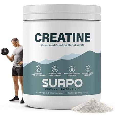 Micronized Creatine Monohydrate Powder - 300g， 60 Serving