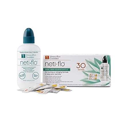 Himalayan Neti Flo Nasal Wash Bottle with 30 Sachets， 10
