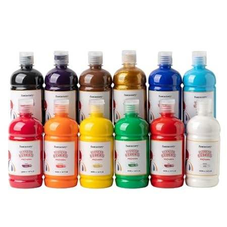Fantastory Tempera Paint for Kids 12 Colors (16.9 oz Each