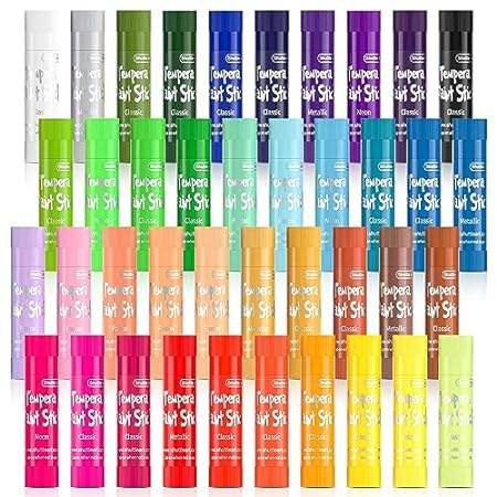Tempera Paint Sticks， 40 Colors Solid Tempera Paint for K