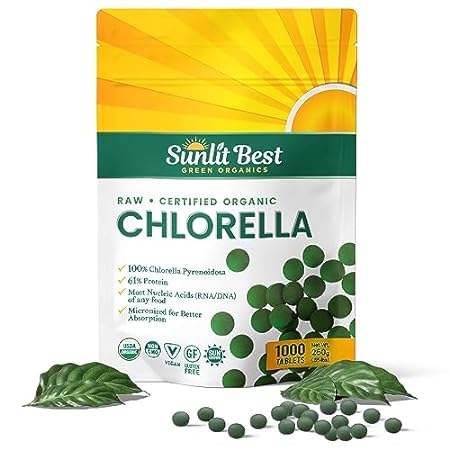 Sunlit Best USDA Organic Premium Chlorella Tablets 1000 T