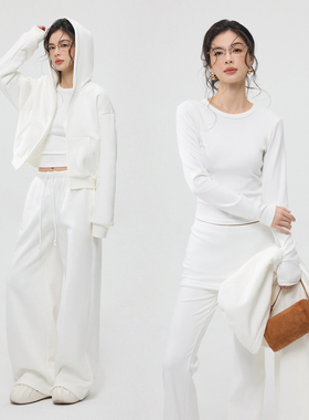 ZzZHANG｜m*u系松弛穿搭_26春休闲连帽卫衣卫裤打底裙裤套装